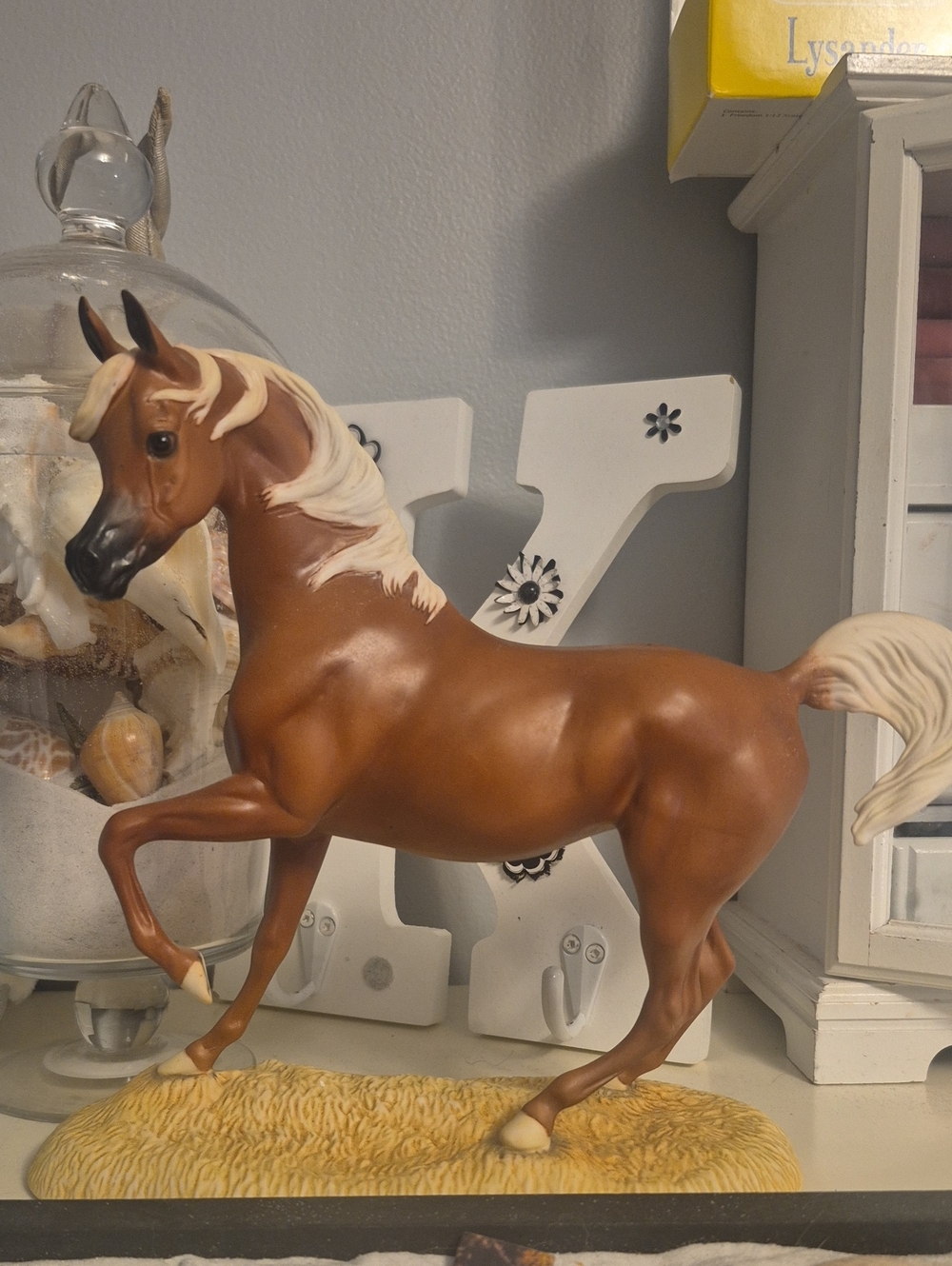 Classic Chestnut Horse Figurine with Cream Mane - Home Art
